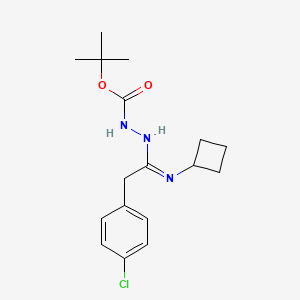 B2635583 n'-[2-(4-Chlorophenyl)-1-cyclobutylaminoethylidene]hydrazinecarboxylic acid tert-butyl ester CAS No. 1053657-48-9
