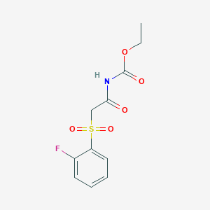 molecular formula C11H12FNO5S B2635606 Ethyl {[(2-fluorophenyl)sulfonyl]acetyl}carbamate CAS No. 1707586-42-2