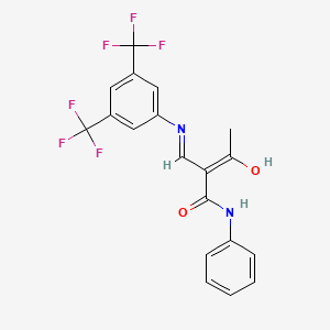 2-Acetyl-3-((3,5-bis(trifluoromethyl)phenyl)amino)-N-phenylprop-2-enamide