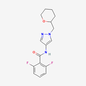 molecular formula C16H17F2N3O2 B2635611 2,6-difluoro-N-(1-((tetrahydro-2H-pyran-2-yl)methyl)-1H-pyrazol-4-yl)benzamide CAS No. 2034611-24-8