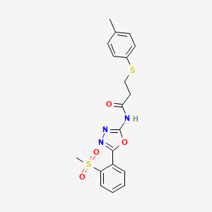molecular formula C19H19N3O4S2 B2635613 3-(4-甲基苯基)硫代基-N-[5-(2-甲基磺酰基苯基)-1,3,4-恶二唑-2-基]丙酰胺 CAS No. 886926-42-7