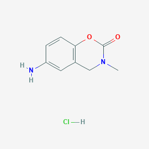 molecular formula C9H11ClN2O2 B2635617 6-Amino-3-methyl-4H-1,3-benzoxazin-2-one;hydrochloride CAS No. 2309474-38-0