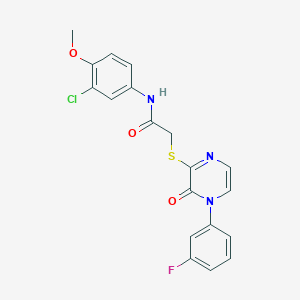 molecular formula C19H15ClFN3O3S B2635619 N-(3-chloro-4-methoxyphenyl)-2-((4-(3-fluorophenyl)-3-oxo-3,4-dihydropyrazin-2-yl)thio)acetamide CAS No. 899949-60-1