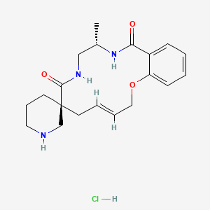 molecular formula C20H28ClN3O3 B2635633 （4E、7S、11S）-11-甲基螺[2-氧杂-9,12-二氮杂双环[12.4.0]十八烷-1(18),4,14,16-四烯-7,3'-哌啶]-8,13-二酮；盐酸盐 CAS No. 2253619-71-3