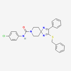 molecular formula C27H25ClN4OS B2635643 2-(benzylthio)-N-(4-chlorophenyl)-3-phenyl-1,4,8-triazaspiro[4.5]deca-1,3-diene-8-carboxamide CAS No. 892284-44-5