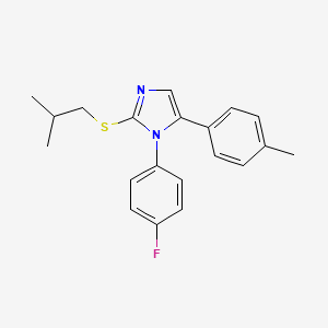molecular formula C20H21FN2S B2635646 1-(4-fluorophenyl)-2-(isobutylthio)-5-(p-tolyl)-1H-imidazole CAS No. 1206994-52-6