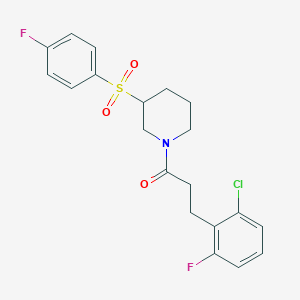molecular formula C20H20ClF2NO3S B2635651 3-(2-Chloro-6-fluorophenyl)-1-(3-((4-fluorophenyl)sulfonyl)piperidin-1-yl)propan-1-one CAS No. 1797979-99-7