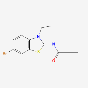 molecular formula C14H17BrN2OS B2635660 (E)-N-(6-溴-3-乙基苯并[d]噻唑-2(3H)-亚基)叔丁酰胺 CAS No. 865544-46-3