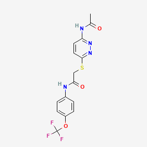 molecular formula C15H13F3N4O3S B2635676 2-((6-acetamidopyridazin-3-yl)thio)-N-(4-(trifluoromethoxy)phenyl)acetamide CAS No. 1021120-95-5