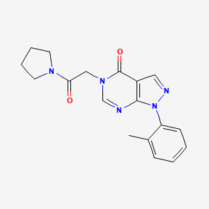 molecular formula C18H19N5O2 B2635685 1-(2-Methylphenyl)-5-(2-oxo-2-pyrrolidin-1-ylethyl)pyrazolo[3,4-d]pyrimidin-4-one CAS No. 895008-53-4