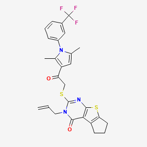 3-allyl-2-((2-(2,5-dimethyl-1-(3-(trifluoromethyl)phenyl)-1H-pyrrol-3-yl)-2-oxoethyl)thio)-6,7-dihydro-3H-cyclopenta[4,5]thieno[2,3-d]pyrimidin-4(5H)-one
