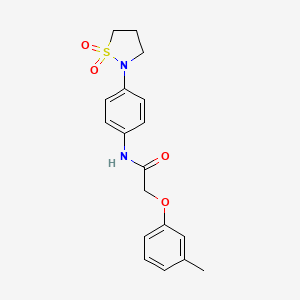 molecular formula C18H20N2O4S B2635690 N-[4-(1,1-dioxo-1,2-thiazolidin-2-yl)phenyl]-2-(3-methylphenoxy)acetamide CAS No. 941932-02-1