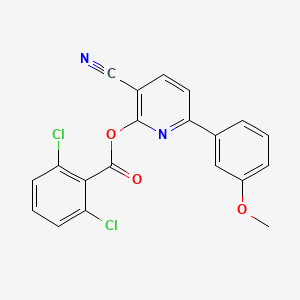 molecular formula C20H12Cl2N2O3 B2635698 2,6-Dichlorobenzoic acid [3-cyano-6-(3-methoxyphenyl)-2-pyridinyl] ester CAS No. 303152-22-9