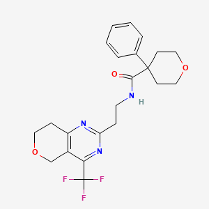 4-phenyl-N-(2-(4-(trifluoromethyl)-7,8-dihydro-5H-pyrano[4,3-d]pyrimidin-2-yl)ethyl)tetrahydro-2H-pyran-4-carboxamide
