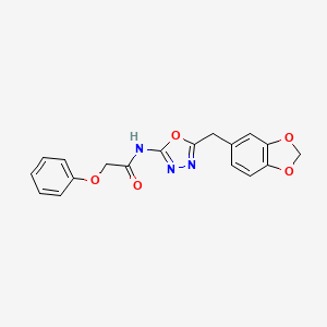molecular formula C18H15N3O5 B2635712 N-(5-(benzo[d][1,3]dioxol-5-ylmethyl)-1,3,4-oxadiazol-2-yl)-2-phenoxyacetamide CAS No. 922019-94-1