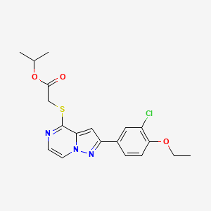molecular formula C19H20ClN3O3S B2635715 Isopropyl {[2-(3-chloro-4-ethoxyphenyl)pyrazolo[1,5-a]pyrazin-4-yl]thio}acetate CAS No. 1105211-82-2
