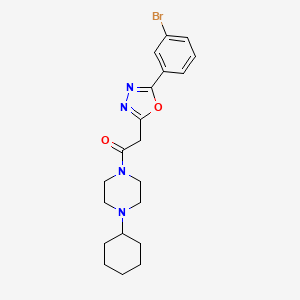 molecular formula C20H25BrN4O2 B2635717 2-(5-(3-Bromophenyl)-1,3,4-oxadiazol-2-yl)-1-(4-cyclohexylpiperazin-1-yl)ethanone CAS No. 1286713-26-5
