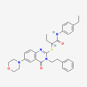 molecular formula C32H36N4O3S B2635734 N-(4-ethylphenyl)-2-((6-morpholino-4-oxo-3-phenethyl-3,4-dihydroquinazolin-2-yl)thio)butanamide CAS No. 689760-08-5