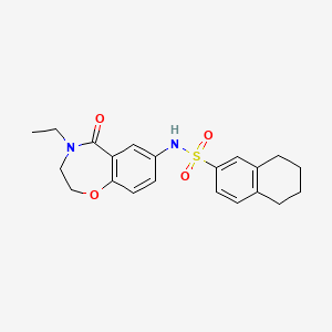 molecular formula C21H24N2O4S B2635736 N-(4-ethyl-5-oxo-2,3,4,5-tetrahydrobenzo[f][1,4]oxazepin-7-yl)-5,6,7,8-tetrahydronaphthalene-2-sulfonamide CAS No. 922553-63-7
