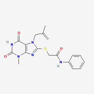 2-{[3-methyl-7-(2-methylprop-2-en-1-yl)-2,6-dioxo-2,3,6,7-tetrahydro-1H-purin-8-yl]sulfanyl}-N-phenylacetamide