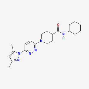 molecular formula C21H30N6O B2635748 N-cyclohexyl-1-(6-(3,5-dimethyl-1H-pyrazol-1-yl)pyridazin-3-yl)piperidine-4-carboxamide CAS No. 1351604-72-2