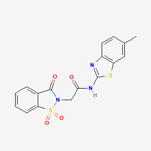 molecular formula C17H13N3O4S2 B2635751 2-(1,1-dioxido-3-oxobenzo[d]isothiazol-2(3H)-yl)-N-(6-methylbenzo[d]thiazol-2-yl)acetamide CAS No. 473406-19-8