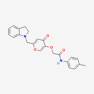 2-((6-(indolin-1-ylmethyl)-4-oxo-4H-pyran-3-yl)oxy)-N-(p-tolyl)acetamide