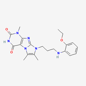 molecular formula C21H26N6O3 B2635810 8-(3-((2-ethoxyphenyl)amino)propyl)-1,6,7-trimethyl-1H-imidazo[2,1-f]purine-2,4(3H,8H)-dione CAS No. 923179-00-4