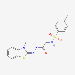 (E)-4-methyl-N-(2-(2-(3-methylbenzo[d]thiazol-2(3H)-ylidene)hydrazinyl)-2-oxoethyl)benzenesulfonamide
