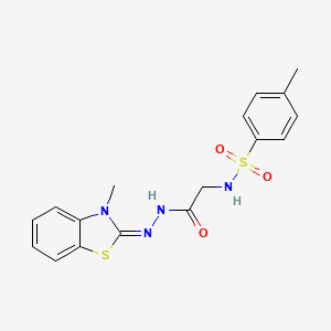 molecular formula C17H18N4O3S2 B2635813 (E)-4-甲基-N-(2-(2-(3-甲基苯并[d]噻唑-2(3H)-亚甲基)肼基)-2-氧代乙基)苯磺酰胺 CAS No. 941965-96-4