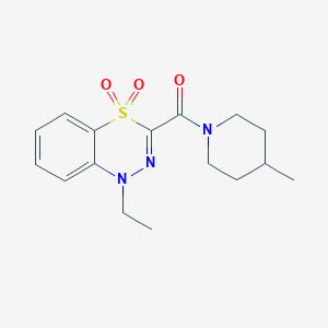 molecular formula C16H21N3O3S B2635814 1-ethyl-3-[(4-methylpiperidino)carbonyl]-4lambda~6~,1,2-benzothiadiazine-4,4(1H)-dione CAS No. 1251623-49-0