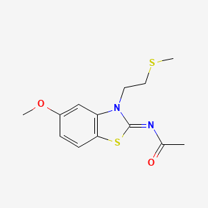 molecular formula C13H16N2O2S2 B2635825 (Z)-N-(5-甲氧基-3-(2-(甲硫基)乙基)苯并[d]噻唑-2(3H)-亚甲基)乙酰胺 CAS No. 941930-06-9