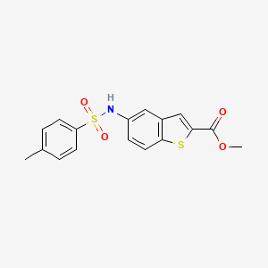 molecular formula C17H15NO4S2 B2635828 Methyl 5-{[(4-methylphenyl)sulfonyl]amino}-1-benzothiophene-2-carboxylate CAS No. 477847-45-3