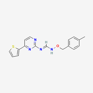 (E)-N'-[(4-methylphenyl)methoxy]-N-[4-(thiophen-2-yl)pyrimidin-2-yl]methanimidamide