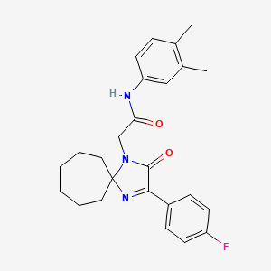 N-(3,4-dimethylphenyl)-2-[2-(4-fluorophenyl)-3-oxo-1,4-diazaspiro[4.6]undec-1-en-4-yl]acetamide
