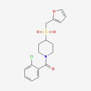 molecular formula C17H18ClNO4S B2635848 1-(2-chlorobenzoyl)-4-[(furan-2-yl)methanesulfonyl]piperidine CAS No. 1448056-94-7