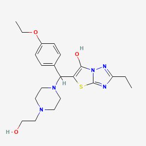 molecular formula C21H29N5O3S B2635851 5-((4-Ethoxyphenyl)(4-(2-hydroxyethyl)piperazin-1-yl)methyl)-2-ethylthiazolo[3,2-b][1,2,4]triazol-6-ol CAS No. 898366-89-7