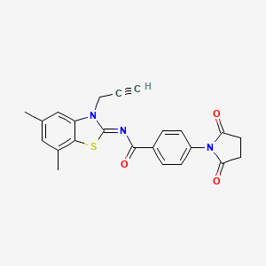 N-(5,7-dimethyl-3-prop-2-ynyl-1,3-benzothiazol-2-ylidene)-4-(2,5-dioxopyrrolidin-1-yl)benzamide