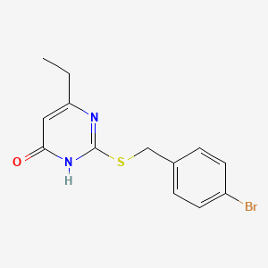 molecular formula C13H13BrN2OS B2635857 2-((4-bromobenzyl)thio)-6-ethylpyrimidin-4(3H)-one CAS No. 899948-49-3