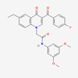 molecular formula C28H25FN2O5 B2635859 N-(3,5-dimethoxyphenyl)-2-(6-ethyl-3-(4-fluorobenzoyl)-4-oxoquinolin-1(4H)-yl)acetamide CAS No. 895652-53-6