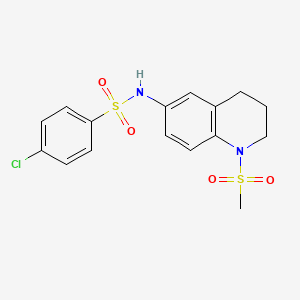 molecular formula C16H17ClN2O4S2 B2635861 4-chloro-N-(1-methylsulfonyl-3,4-dihydro-2H-quinolin-6-yl)benzenesulfonamide CAS No. 941929-86-8