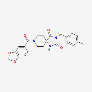 molecular formula C23H23N3O5 B2635864 8-(1,3-Benzodioxol-5-ylcarbonyl)-3-(4-methylbenzyl)-1,3,8-triazaspiro[4.5]decane-2,4-dione CAS No. 1021067-12-8
