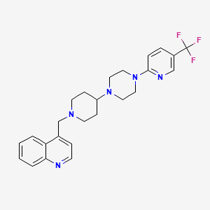 molecular formula C25H28F3N5 B2635865 4-[(4-{4-[5-(Trifluoromethyl)pyridin-2-yl]piperazin-1-yl}piperidin-1-yl)methyl]quinoline CAS No. 2097935-82-3