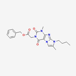 molecular formula C22H25N5O4 B2635869 benzyl 2-(8-butyl-1,7-dimethyl-2,4-dioxo-1H-imidazo[2,1-f]purin-3(2H,4H,8H)-yl)acetate CAS No. 887464-19-9