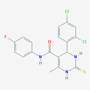 molecular formula C18H14Cl2FN3OS B2635870 4-(2,4-dichlorophenyl)-N-(4-fluorophenyl)-6-methyl-2-thioxo-1,2,3,4-tetrahydropyrimidine-5-carboxamide CAS No. 455927-52-3