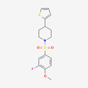 molecular formula C16H18FNO3S2 B2635872 1-((3-Fluoro-4-methoxyphenyl)sulfonyl)-4-(thiophen-2-yl)piperidine CAS No. 1396749-53-3