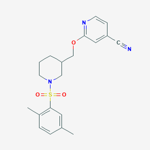 molecular formula C20H23N3O3S B2635883 2-[[1-(2,5-Dimethylphenyl)sulfonylpiperidin-3-yl]methoxy]pyridine-4-carbonitrile CAS No. 2380033-76-9