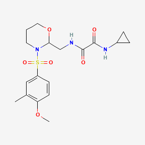 molecular formula C18H25N3O6S B2635884 N'-cyclopropyl-N-[[3-(4-methoxy-3-methylphenyl)sulfonyl-1,3-oxazinan-2-yl]methyl]oxamide CAS No. 872986-39-5