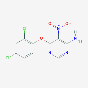 molecular formula C10H6Cl2N4O3 B2635893 6-(2,4-二氯苯氧基)-5-硝基嘧啶-4-胺 CAS No. 307326-43-8