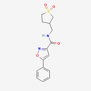 molecular formula C15H16N2O4S B2635898 N-[(1,1-dioxo-1lambda6-thiolan-3-yl)methyl]-5-phenyl-1,2-oxazole-3-carboxamide CAS No. 1219903-15-7